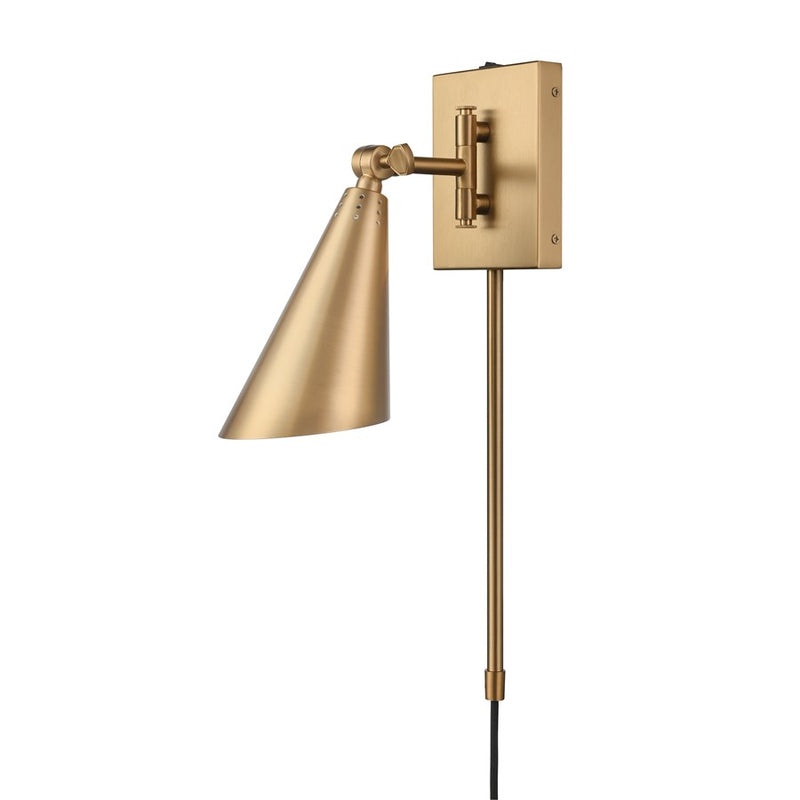 Atlas Lighting Whitmire 10.25''H 1Lt Plug-In/Hardwire Sconce, Gold