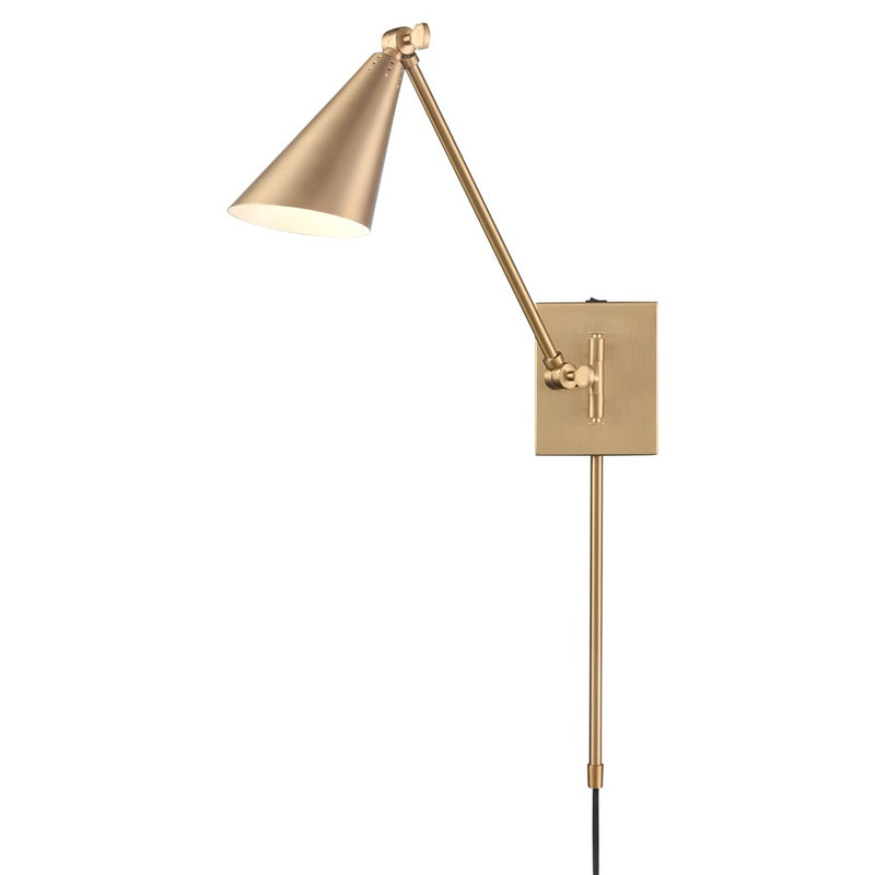 Atlas Lighting Whitmire 4.75in 1-Light Wall Sconce | Brushed Gold Metal | Bedroom & Hallway Reading Light | 4.75 x 17.75 x 10.5 in | Model WL11009-GD