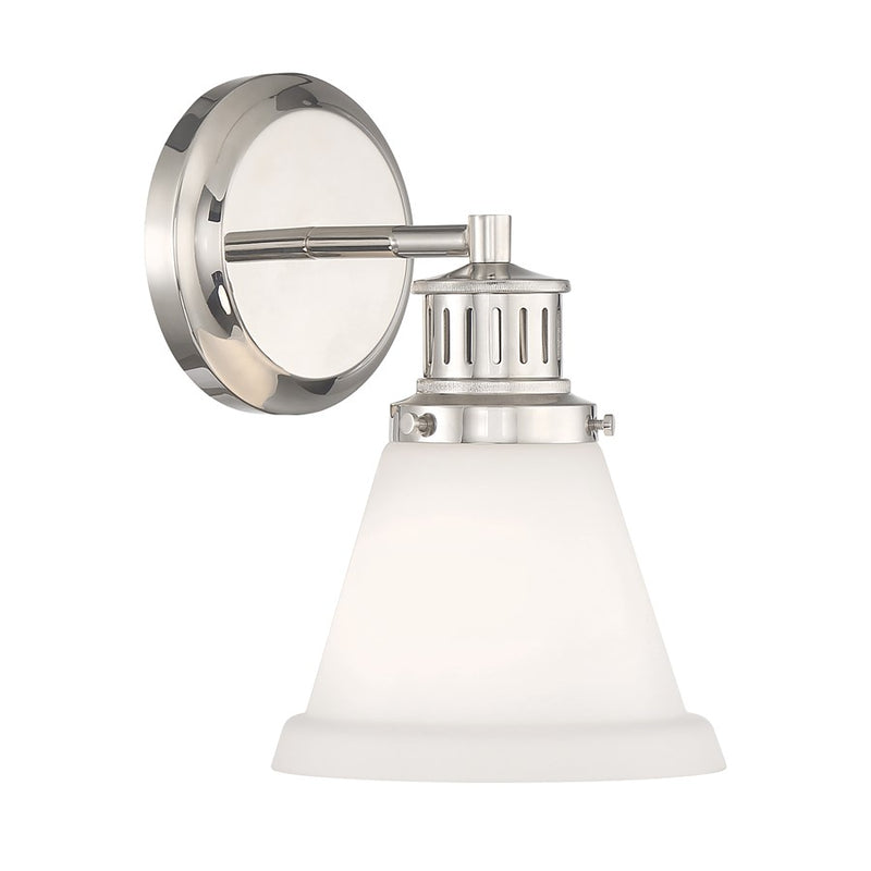 Atlas Lighting Alden 10in 1-Light Wall Sconce | Traditional Polished Nickel and Opal Glass | Hallway & Bedroom Accent Light | Model WL11011-NK