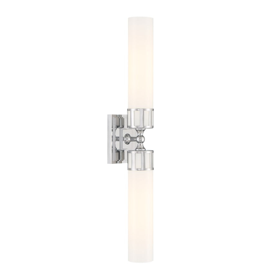 Atlas Lighting Astor 24.5'' Wide 2Lt Sconce, Chrome/Opal
