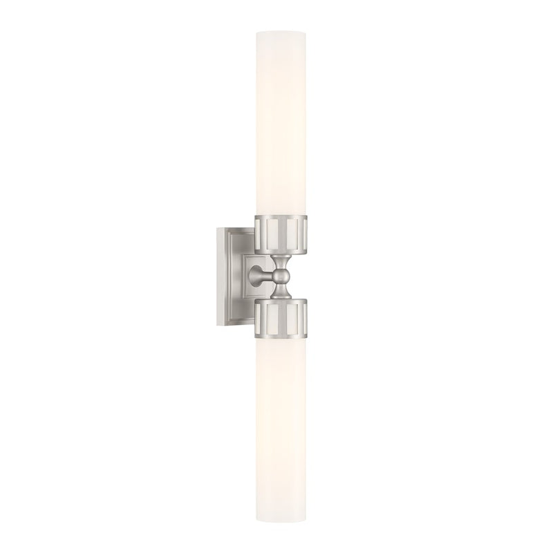 Atlas Lighting Astor 24.5in 2-Light Wall Sconce | Transitional Brushed Nickel and Opal Glass | Bedroom & Hallway Accent Light | Model WL11024-NK