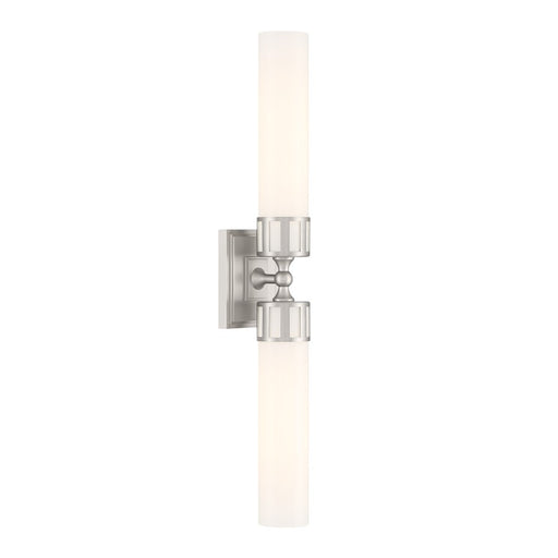 Atlas Lighting Astor 24.5'' Wide 2Lt Sconce, Brushed Nickel/Opal