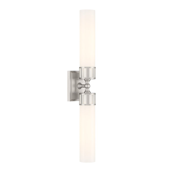 Atlas Lighting Astor 24.5'' Wide 2Lt Sconce, Brushed Nickel/Opal
