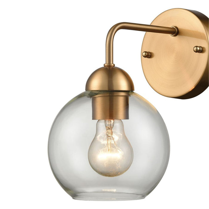 Atlas Lighting Astoria 9.5'' High 1Lt Sconce, Satin Gold/Clear