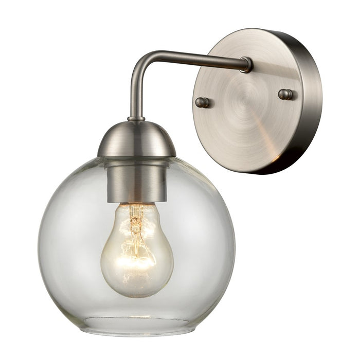 Atlas Lighting Astoria 9.5'' High 1Lt Sconce, Brushed Nickel/Clear