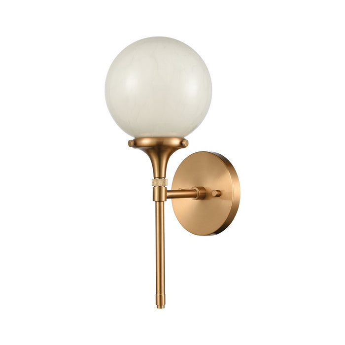 Atlas Lighting Beverly Hills 15''H 1Lt Sconce, Satin Brass/White