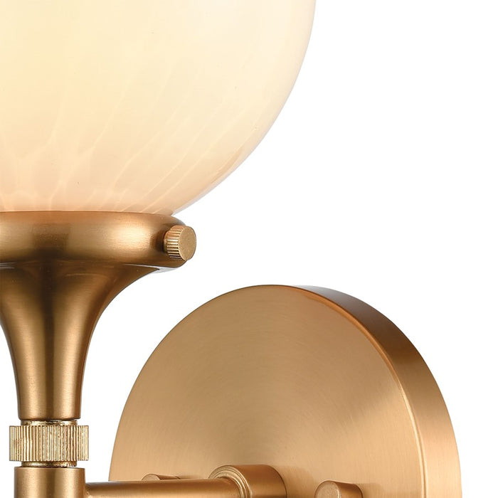 Atlas Lighting Beverly Hills 15''H 1Lt Sconce, Satin Brass/White