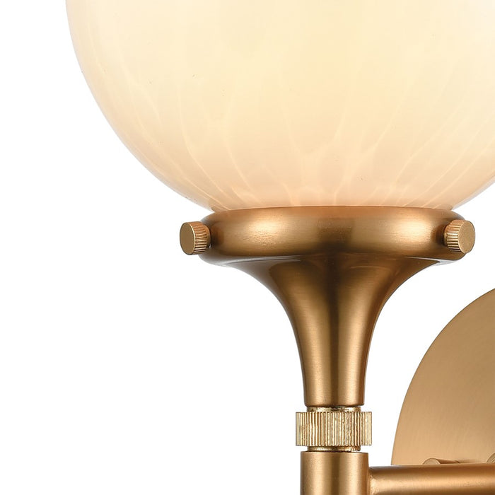 Atlas Lighting Beverly Hills 15''H 1Lt Sconce, Satin Brass/White