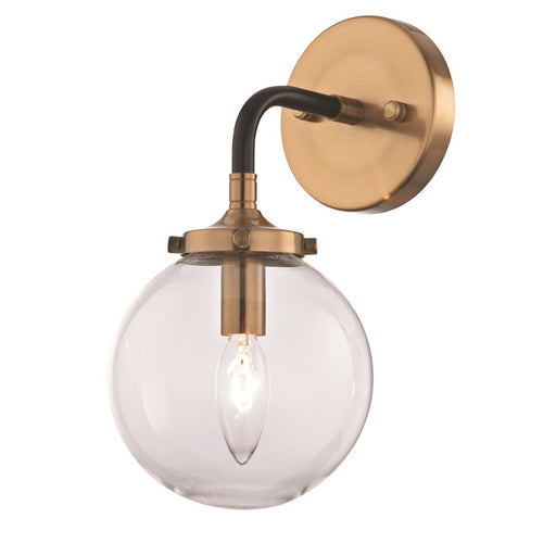 Atlas Lighting Boudreaux 12'' High 1Lt Sconce, Black/Gold/Clear