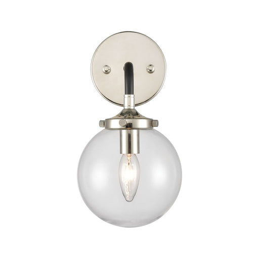 Atlas Lighting Boudreaux 12'' High 1Lt Sconce, Black/Nickel/Clear