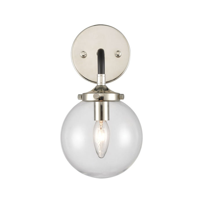 Atlas Lighting Boudreaux 12'' High 1Lt Sconce, Black/Nickel/Clear