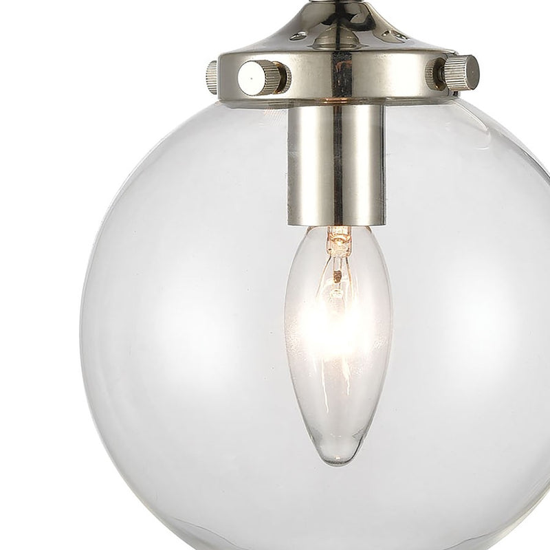 Atlas Lighting Boudreaux 12in 1-Light Wall Sconce | Mid-Century Matte Black and Polished Nickel with Clear Glass | Bedroom | Model WL11032-NK