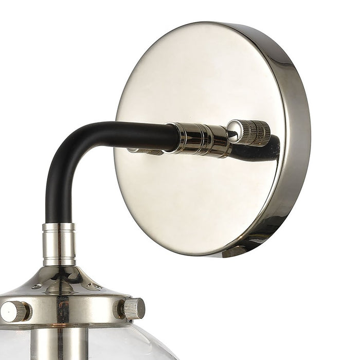 Atlas Lighting Boudreaux 12'' High 1Lt Sconce, Black/Nickel/Clear