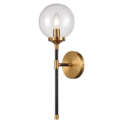 Atlas Lighting Boudreaux 19'' High 1Lt Sconce, Black/Gold/Clear