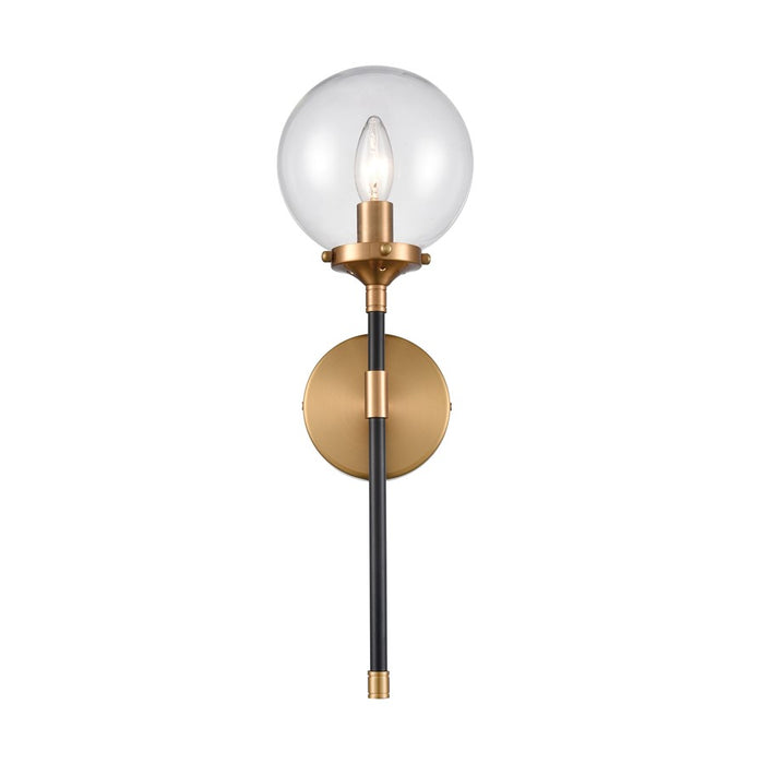 Atlas Lighting Boudreaux 19'' High 1Lt Sconce, Black/Gold/Clear