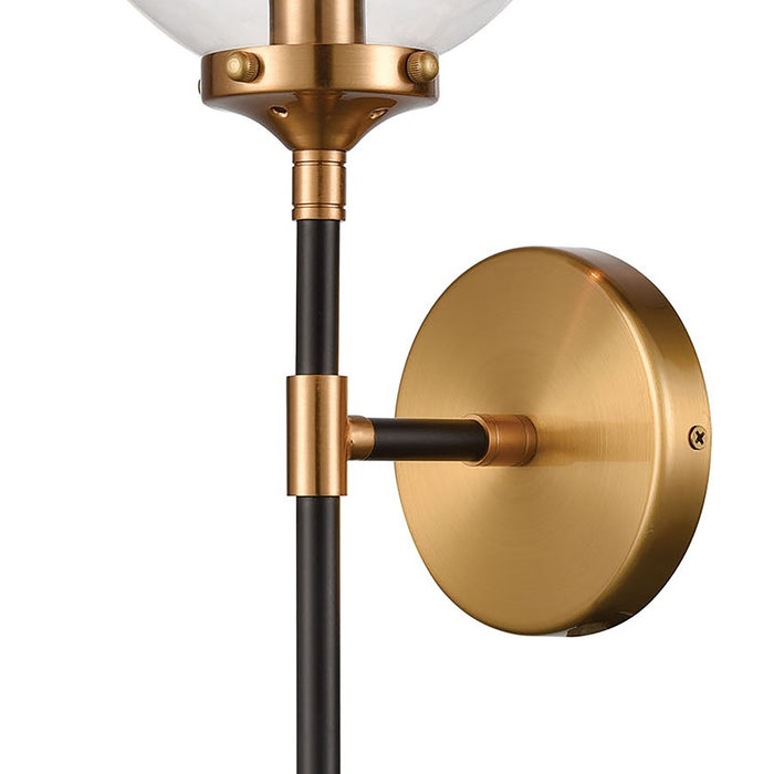 Atlas Lighting Boudreaux 19'' High 1Lt Sconce, Black/Gold/Clear