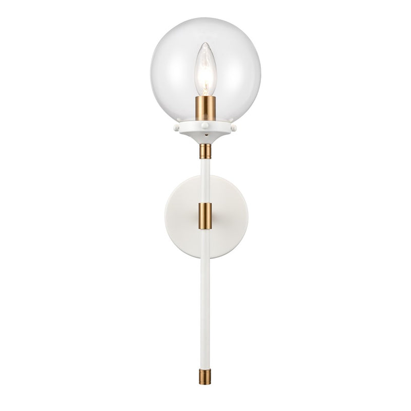 Atlas Lighting Boudreaux 19'' High 1Lt Sconce, Matte White/Clear