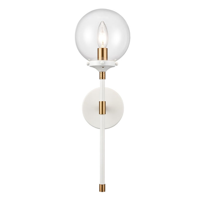 Atlas Lighting Boudreaux 19'' High 1Lt Sconce, Matte White/Clear
