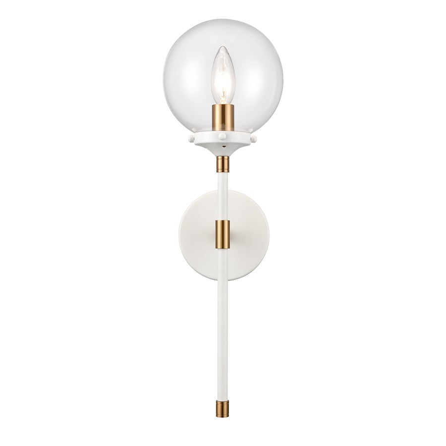 Atlas Lighting Boudreaux 19'' High 1Lt Sconce, Matte White/Clear