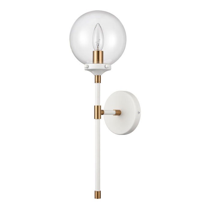 Atlas Lighting Boudreaux 19'' High 1Lt Sconce, Matte White/Clear