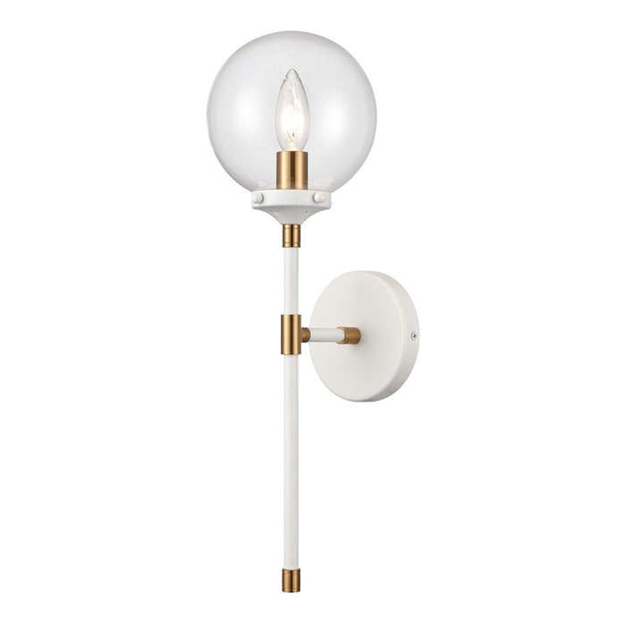 Atlas Lighting Boudreaux 19'' High 1Lt Sconce, Matte White/Clear