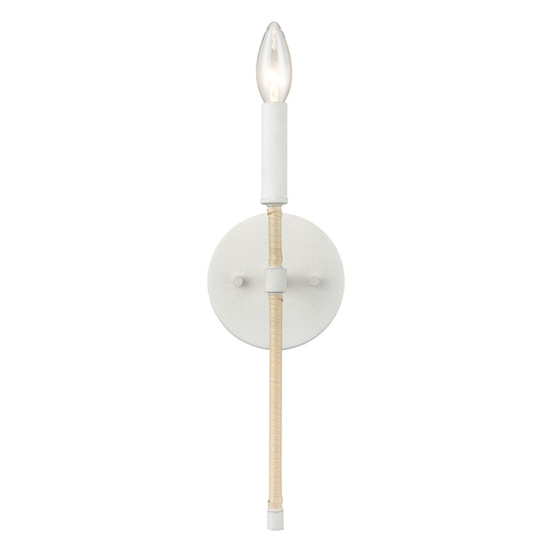 Atlas Lighting Breezeway 14in 1-Light Wall Sconce | Coastal White Coral and Natural Rattan | Bedroom & Hallway Accent | Model WL11036-WH