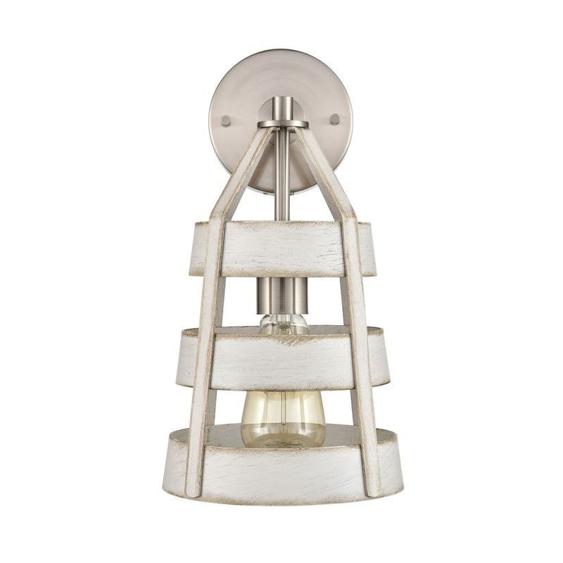 Atlas Lighting Brigantine 14'' High 1Lt Sconce, Nickel/Beige/White