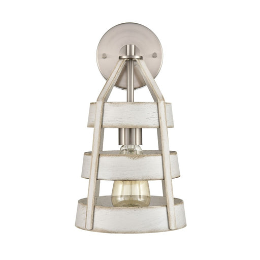 Atlas Lighting Brigantine 14'' High 1Lt Sconce, Nickel/Beige/White