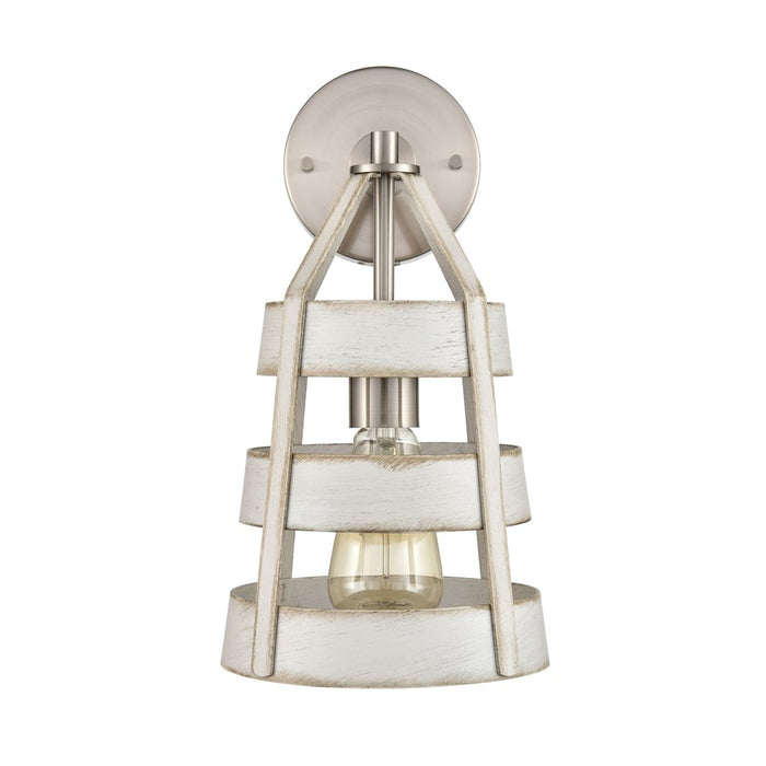 Atlas Lighting Brigantine 14'' High 1Lt Sconce, Nickel/Beige/White