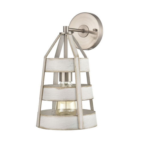 Atlas Lighting Brigantine 14'' High 1Lt Sconce, Nickel/Beige/White