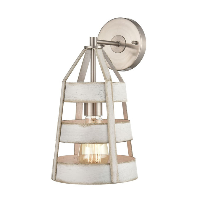 Atlas Lighting Brigantine 14'' High 1Lt Sconce, Nickel/Beige/White