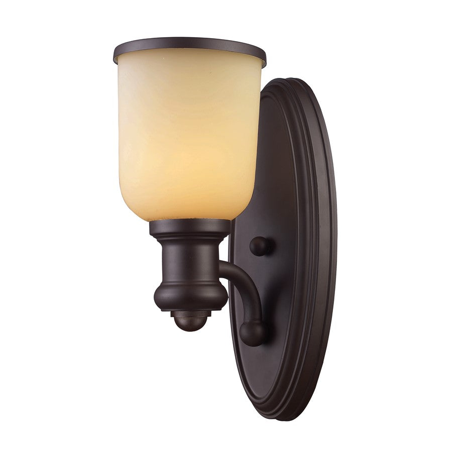 Atlas Lighting Brooksdale 13'' High 1Lt Sconce, Oiled Bronze/Amber