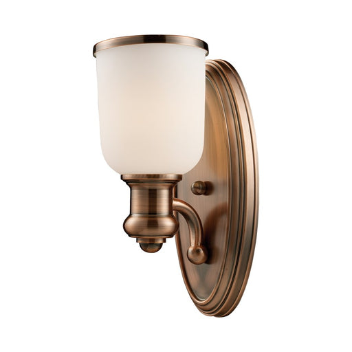 Atlas Lighting Brooksdale 13''H 1Lt Sconce, Antique Copper/White
