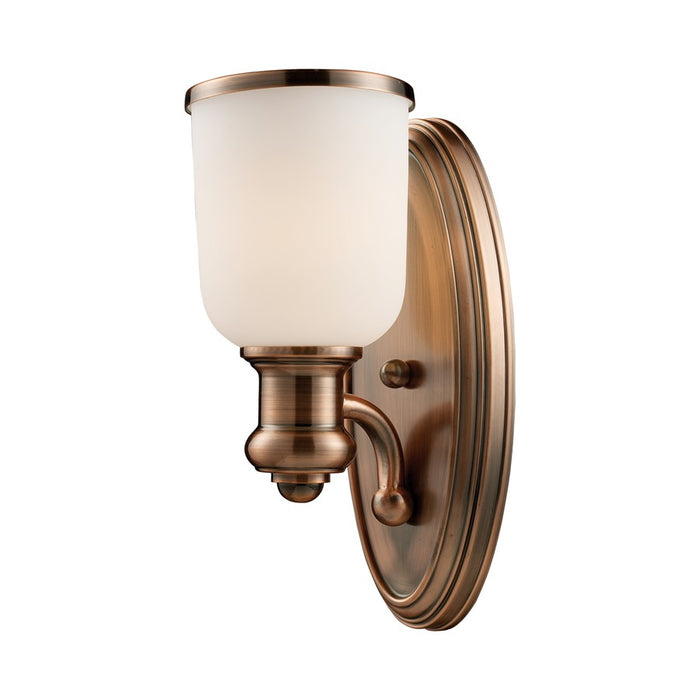 Atlas Lighting Brooksdale 13''H 1Lt Sconce, Antique Copper/White