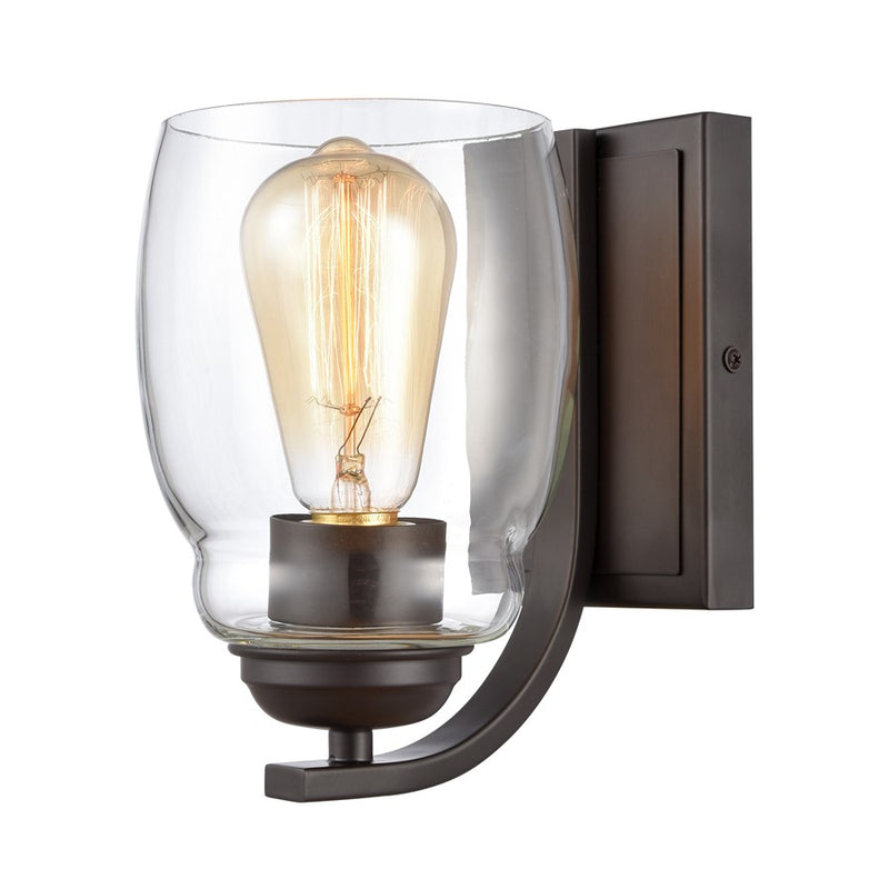 Atlas Lighting Calistoga 8in 1-Light Wall Sconce | Traditional Oil Rubbed Bronze and Clear Glass | Bedroom & Hallway Accent | Model WL11039-BZ