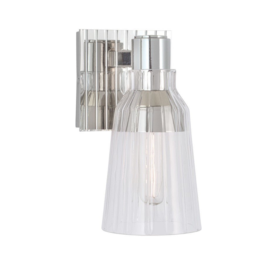 Atlas Lighting Carnival 9'' High 1Lt Sconce, Polished Nickel/Clear