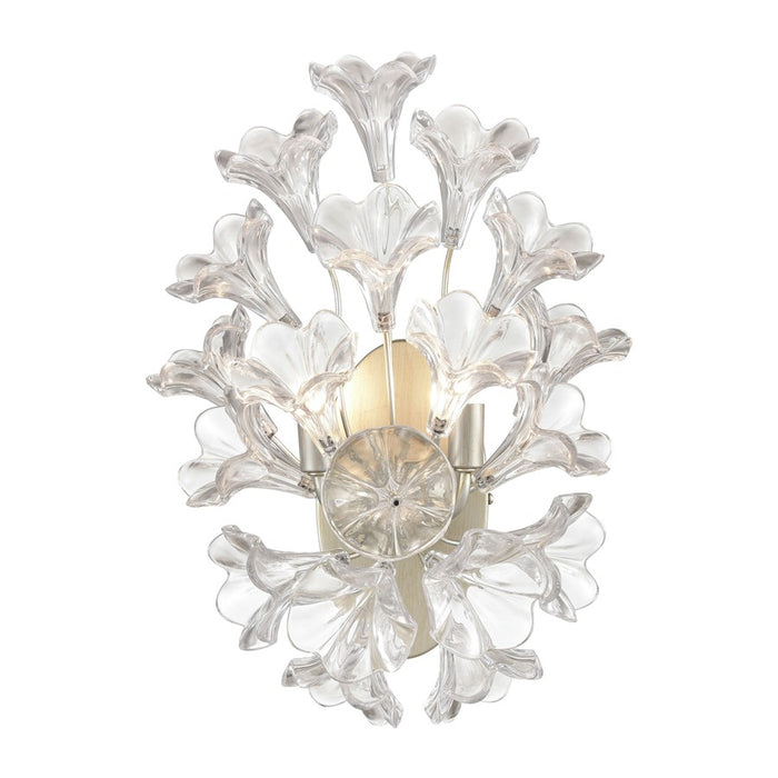 Atlas Lighting Celene 17'' High 2Lt Sconce, Aged Silver/Clear