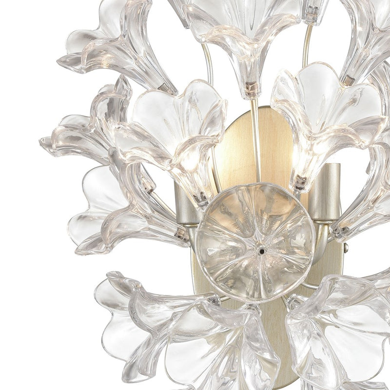 Atlas Lighting Celene 17in 2-Light Wall Sconce | Traditional Aged Silver and Clear Glass | Bedroom & Living Room | 12 x 8 x 17 in | Model WL11042-SV