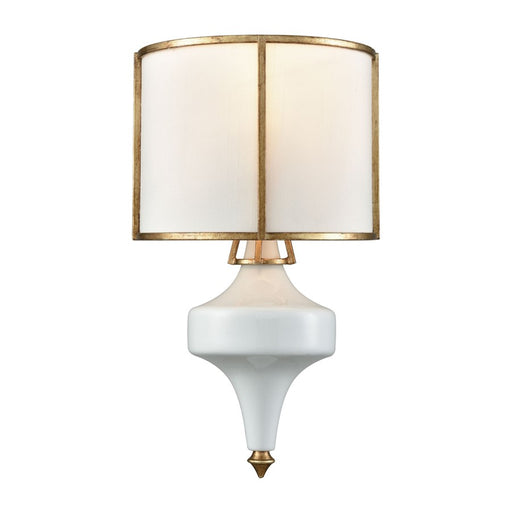Atlas Lighting Ceramique 15'' High 1Lt Sconce, Gold Leaf/White