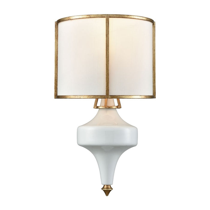 Atlas Lighting Ceramique 15'' High 1Lt Sconce, Gold Leaf/White