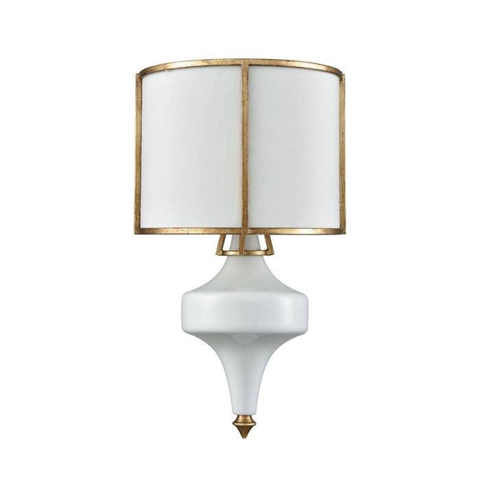 Atlas Lighting Ceramique 15'' High 1Lt Sconce, Gold Leaf/White