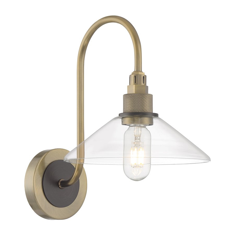 Atlas Lighting Charis 13'' High 1Lt Sconce, Brass/Bronze/Clear