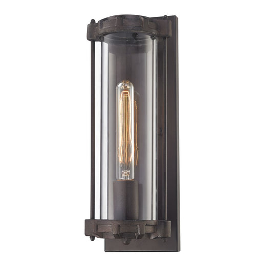 Atlas Lighting Chasebrook 15'' High 1Lt Sconce, Clay Iron/Clear