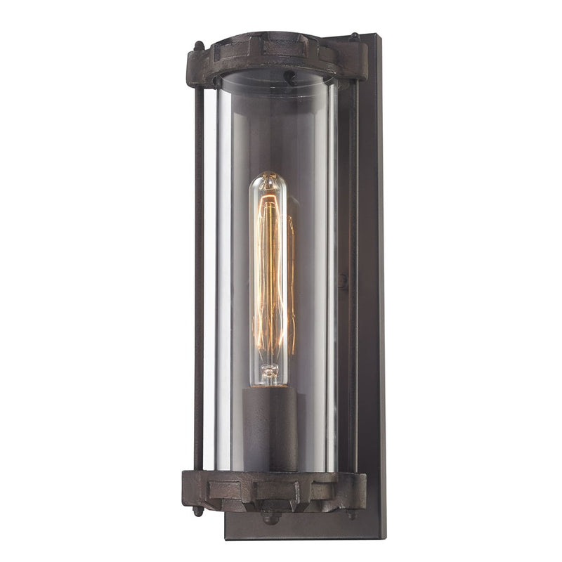 Atlas Lighting Chasebrook 15in 1-Light Wall Sconce | Modern Clay Iron and Clear Glass | Bedroom & Hallway Accent | 5 x 5 x 15 in | Model WL11049-BK