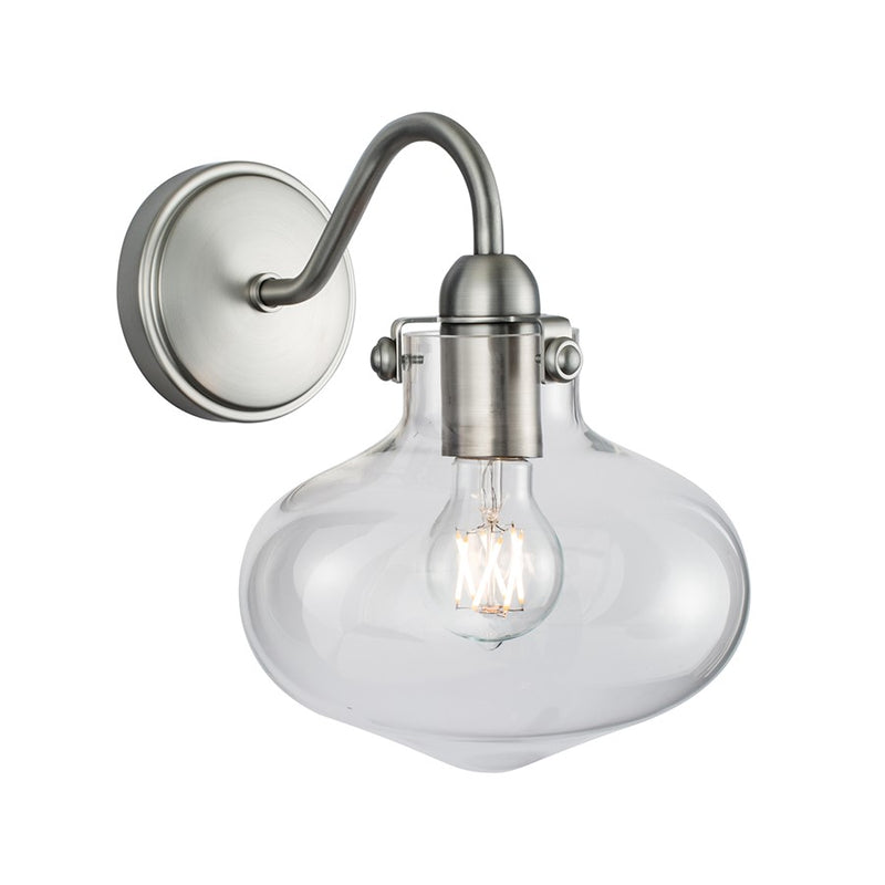Atlas Lighting Clara 11.75in 1-Light Wall Sconce | Traditional Brushed Nickel and Clear Glass | Bedroom & Hallway Accent Light | Model WL11052-NK