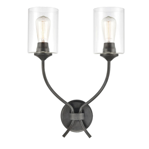 Atlas Lighting Daisy 20'' High 2Lt Sconce, Midnight Bronze/Clear