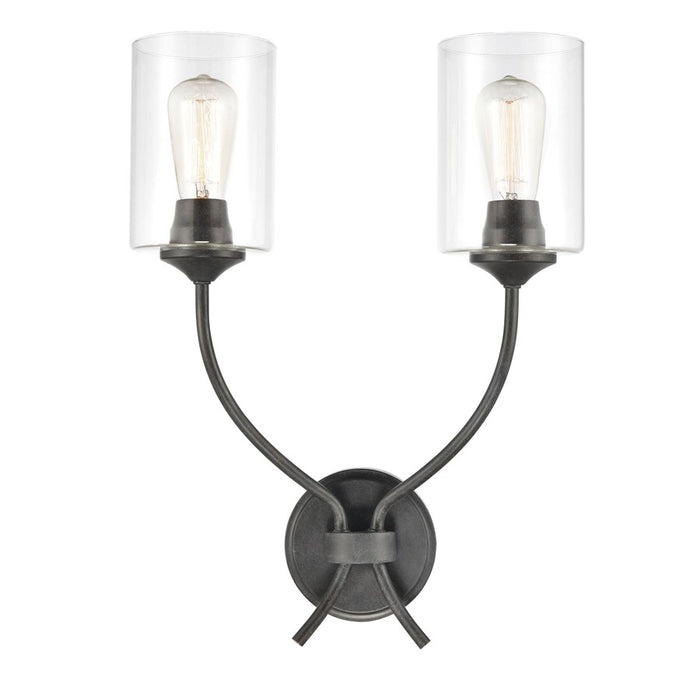 Atlas Lighting Daisy 20'' High 2Lt Sconce, Midnight Bronze/Clear