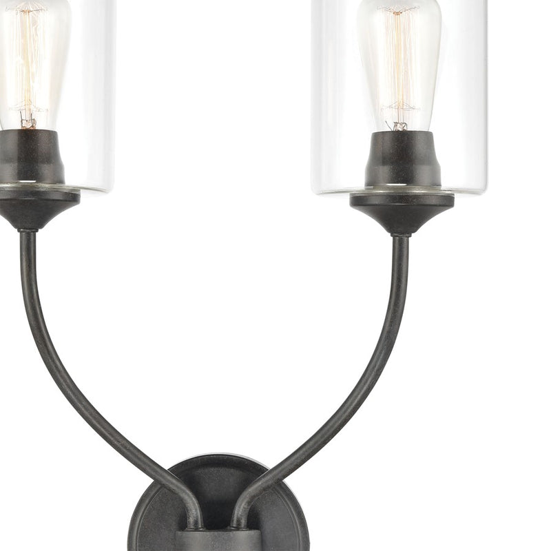 Atlas Lighting Daisy 20'' High 2Lt Sconce, Midnight Bronze/Clear