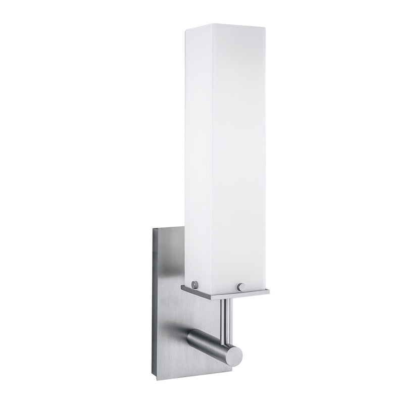 Atlas Lighting Dean Integrated LED Wall Sconce | Traditional Brushed Nickel and White Glass | Bathroom & Hallway Accent Light | Model WL11059-NK