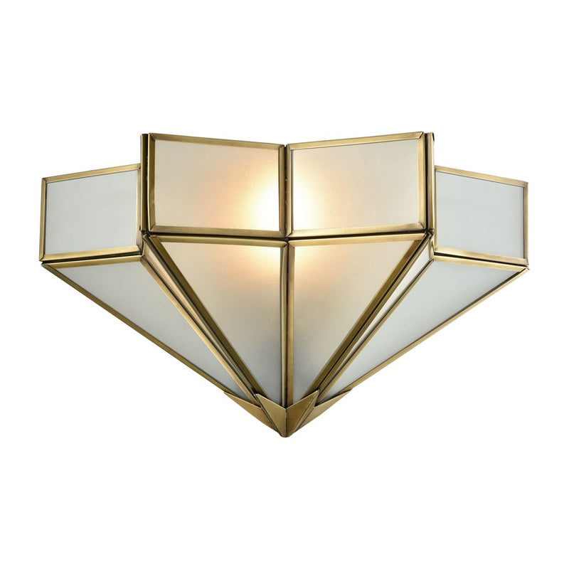 Atlas Lighting Decostar 14in 1-Light Wall Sconce | Traditional Brushed Brass and White Frosted Glass | Bedroom & Hallway | Model WL11060-BS